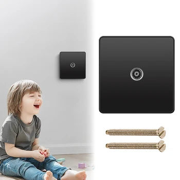 13א שחור כרום עם מתג על הקיר קל להתקין את הטלוויזיה לשקע גבוהה ביצועי בטיחות PVC נורית החיווי מסוגנן נוח