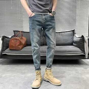 אביב סתיו של גברים סטרייטים רופף ג 'ינס בסגנון קלאסי אלסטיות גבוהה שיק באגי ג' ינס מכנסיים זכר מזדמנים, מכנסיים, בגדים H73