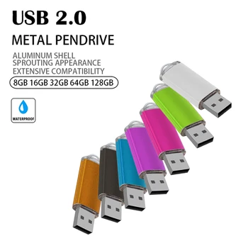 מתכת USB פלאש כונן 128GB 64GB 32GB מהירות גבוהה 16GB 8GB 4GB זיכרון פלאש USB כונן עט 128mb 512mb PenDrive 2.0