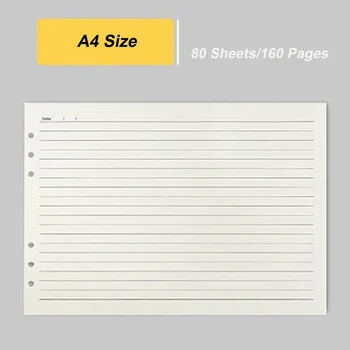 Simplenote גודל A4 להחליף נייר באיכות גבוהה מוסיף נייר הטבעת מתכננת הדפים הפנימיים 80 דפים 160 עמודים מילוי חומר נייר