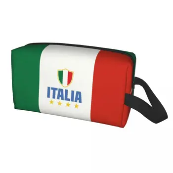 דגל איטליה קוסמטיים תיק נשים Kawaii קיבולת גדולה תיק האיפור היופי אחסון רחצה שקיות