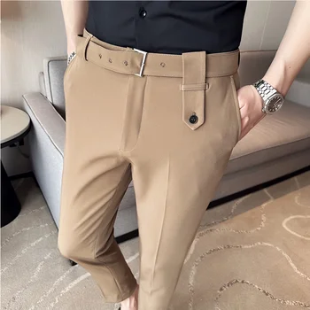 בתוספת גודל 29-36 Mens חליפת מכנסיים באיכות גבוהה גברים מוצק צבע Slim Fit להתלבש מכנסיים Slim Fit משרד עסקים גברים מכנסיים