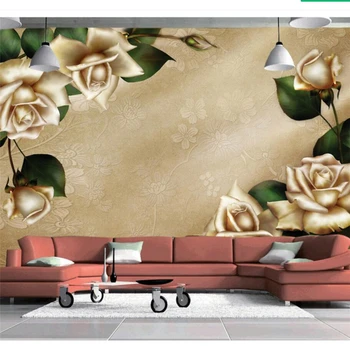wellyu papier peint טפט על קירות 3 d טפט מותאם אישית גולדן רוז הטלוויזיה באירופה, ציורי קיר צילום ציור הקיר