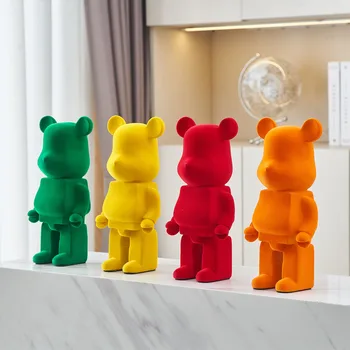 מודרני שרף נוהרים מלאכת קישוטי צבע יצירתי דוב קישוטים פסלונים דקורטיביים לקישוט הבית אביזרים מתנה