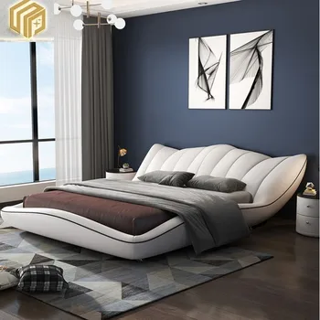 עור המיטה נורדי עור המיטה מודרני פשוט השינה הגדול מיטה 2m 2.2 מ ' מיטת הכלולות אישיות רכה במיטה.