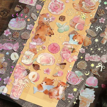 3pcs Kawaii תות חתול כלב שפן דקורטיביים PVC מדבקות חבילת תוספות חיה אלבום מתכננים לוחות שנה ג ' ורנל קישוט