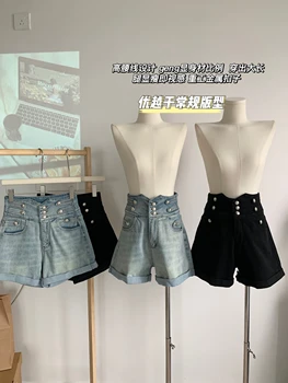 מכנסיים קצרים לנשים אופנתי כל-התאמה קוריאנית Harajuku בני נוער ג ' ינס קצר, מכנסיים רופפים רחב-רגל נשים בגדים