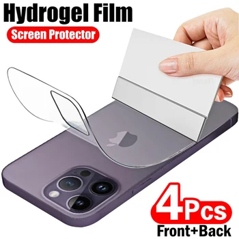 4Pcs Hydrogel סרט עבור iPhone 11 12 13 14 15 Pro מקס מגן מסך לאייפון 6 7 8 פלוס X XR XS מקס חזרה הסרט לא זכוכית