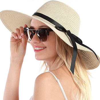 2023 חדש קיץ חיצונית כובע קש גדול ברים כיפת החרטום הצללה כובע לנשים תיירות חוף UV עמיד פשוט מתקפל כובע השמש