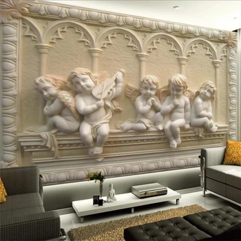 wellyu האירופי סיוע תלת ממדי ציור המלאך בייבי קיר מותאם אישית גדולה ציור קיר טפט הנייר דה parede פארא-קוורטו.