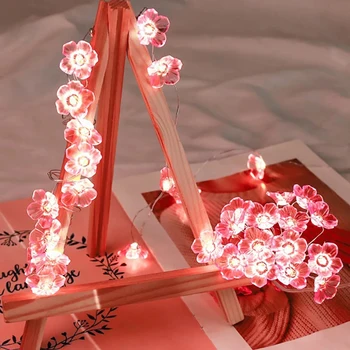 פריחת הדובדבן אורות מחרוזת 20/30 LED ורוד פרח פיות האור מופעל באמצעות סוללה עבור חג המולד מסיבת חתונה עיצוב גרלנד