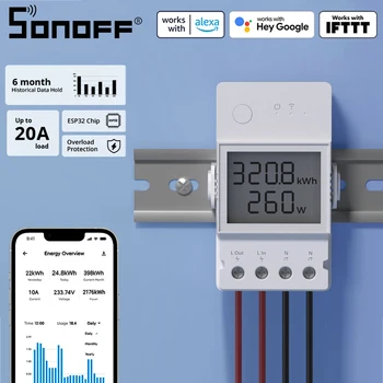 SONOFF פאו עילית 16A/20A מד צריכת חשמל חכם מתג Wifi בית חכם מסך LCD צג עובד עם אלקסה הבית של Google EweLink App