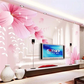 wellyu אישית גדולה ציורי אופנה קישוט הבית פנטזיה אופנה פרחים 3D סטריאו, טלוויזיה רקע קיר