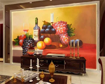 המסמכים דה parede טפט מותאם אישית אדום יין, קערת פירות אמנות הסלון הול הטלוויזיה רקע קיר דקורטיבי ציור קיר tapety
