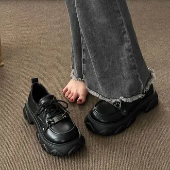 נשים דרבי נעלי נשי נעליים בסגנון בריטי שחור דירות נעלי פלטפורמה מעור אביזרי לחצות רטרו קריפרס חדש