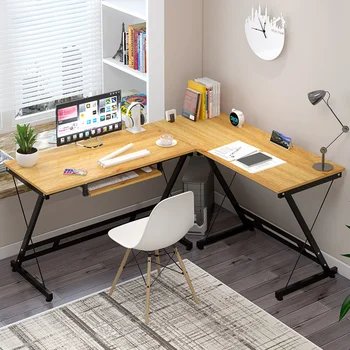 שולחן מחשב בבית בפינת השולחן מדף הספרים שילוב השולחן מודרני פשוט, חסכוני לחיסכון המשרד שולחן כתיבה רהיטים