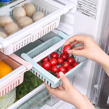 המטבח אחסון מדף ארגונית מקרר סל מדף בעל הכספת אחסון מזון המכיל אביזרים למטבח המקרר ארגונית