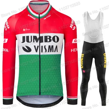 ג 'מבו Visma הונגריה צוות 2023 רכיבה על אופניים ג' רזי קבע שרוול ארוך חורף ביגוד רכיבה על אופניים מירוץ האופניים ג ' קט החליפה MTB Maillot