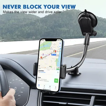 השליטה מחזיק טלפון לרכב 360° הרחב ביותר להציג 9in גמיש זרוע אוניברסלית דיבורית אוטומטית השמשה הטלפון לעמוד