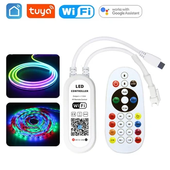 Tuya Wifi DC12-24V LED רצועת אור בקר אינטליגנטי Bluetooth Dual-mode SPI COB LED דימר עם צבע אשליה Smartlife