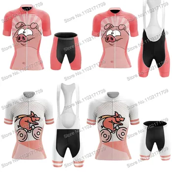 2023 קיץ נשים מצחיק רכיבה על אופניים ג 'רזי סט חמוד החזיר רכיבה על אופניים ג' רזי צוות MTB Maillot Ciclismo Mujer אופני כביש חולצות חליפה