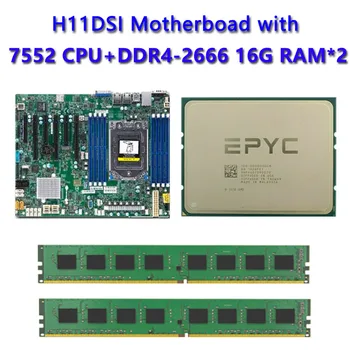 על Supermicro H11DSI לוח אם +2pcs EPYC 7552 2.2 Ghz 48 ליבות 96-חוט 180W המעבד +2pcs 16GB DDR4 2666mhz RAM REV2.0