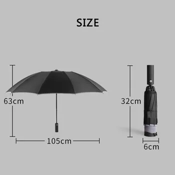 הפוך מטריה אוטומטית לחלוטין שמש וגשם מטרה כפולה קרם הגנה עם דבק שחור על הגנת UV והצללה.