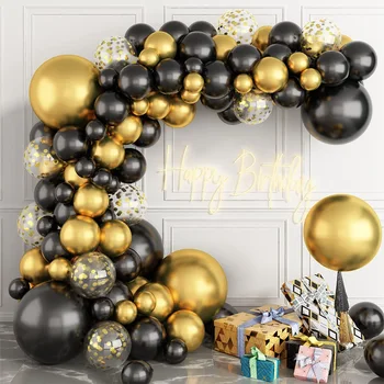 זהב שחור גומי בלון בלון יום הולדת גרלנד קשת וקישוטי חתונה מסיבת הרווקות בלונים למסיבת יום ההולדת Globos