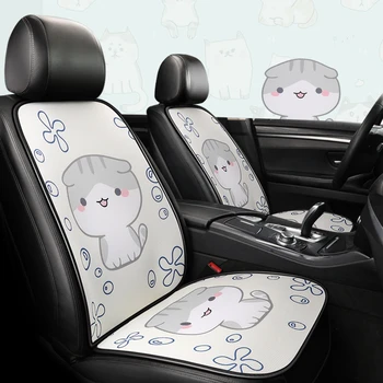 המכונית כיסוי מושב סט כרית קריקטורה חמוד החתול מכסה אביזרי רכב פנים עבור נשים קישוט חיפושית 
