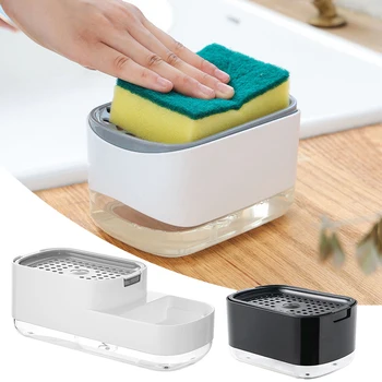 מדריך סבון נוזלי מתקן סבון כלים מתקן עם ספוג בעל לחץ מסוג נוזל ניקוי מיכל אביזרים למטבח