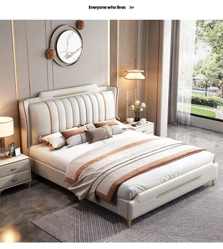 יוקרה איטלקית המיטה מודרני פשוט 1.8 מ ' מיטה זוגית 2022 שורה חדשה שלד גבוה תיבת אחסון חדר השינה הראשי מיטה