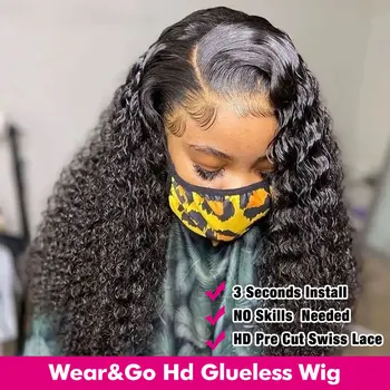 Glueless פאה שיער אדם מוכן ללבוש המים גל Glueless פאה מראש לחתוך מתולתל שיער אדם פאה מראש קטף 4x4 HD תחרה סגירת מעגל.