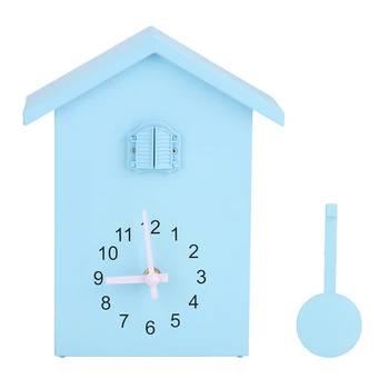 בזמן אזעקה ציפור עיצוב צבע כחול שעון קיר בסגנון ייחודי שעון המטוטלת שקט ואמין מטבח המלון בסלון הבית.