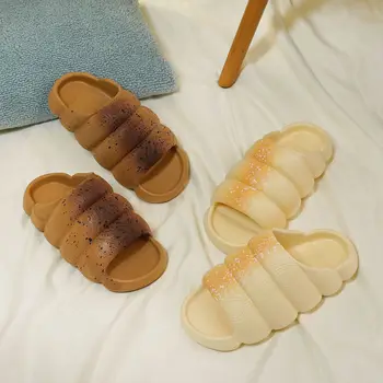 קיץ מצחיק הדמיית לחם נעלי בית לנשים עבה מקורה נעלי פלטפורמת נעלי בית גדול גודל 45 בחורה אור עבה נעל