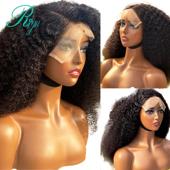 קינקי אפרו מתולתל 13X6 עמוק החלק 180 צפיפות הקדמי של תחרה שיער אנושי סגירת פאות עבור נשים שחורות אקונומיקה קשר PrePlucked רמי ריה