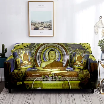 פסל בודהה ספה לכסות זן קישוט הספה לכיסוי מדיטציה בודהא דפוס רחיץ רהיטים מגן על הסלון