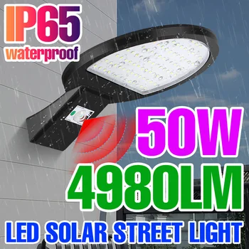 LED חיצוני אורות השמש 50W הזרקורים מופעל סולארית מנורת קישוט פטיו וגן חיצוני מנורות קיר IP65 עמיד למים