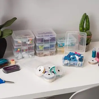 10Pcs מיני פלסטיק שקוף תיבת אחסון עם מכסה תכשיטים עגילים אריזה קטנה מקרה פריטים קטנים מלאכות מיכל Dropship