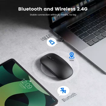 עכבר Bluetooth נטענת עכבר מחשב אלחוטי שקט Mause ארגונומי מיני עכבר USB אופטי עכברים למחשב נייד