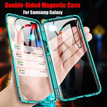 360 HD מלא דו צדדי זכוכית מגנטי Case For Samsung Galaxy S23 S22 S21 S20 אולטרה S20FE S10 9 8 פלוס Note20 אולטרה 20 10Cover