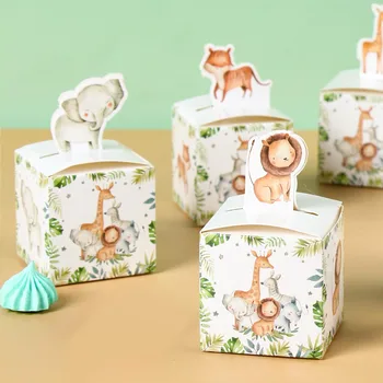24pcs ' ונגל חיות קופסאות הממתקים ספארי מסיבת יום הולדת קישוט ילדים מתנה אריזה קופסה פראית מקלחת תינוק אספקה קופסת ממתקים