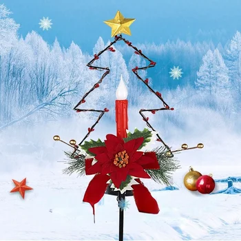 הוביל את עץ חג המולד נר הקרקע לחבר מנורה סולרית חיצונית גינת דשא אור חג המולד קישוט חיצוני אורות מחרוזת הנורה