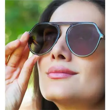 העליון השטוח גדולים נשים משקפי שמש רטרו מעצב גוונים מותג יוקרה עירום סגול מסגרת משקפי שמש עגולים UV400 משקפי שמש