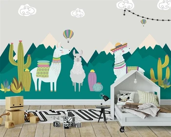 beibehang מותאם אישית סקנדינבי מודרני מינימליסטי מצוירים ביד קקטוס חדר ילדים כל הבית רקע טפט papier peint