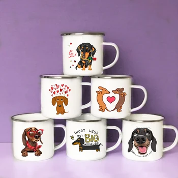 מצחיק תחש הדפסה יצירתיים אמייל ספל קפה, יין, ספלים קריקטורה כלבים ציפורניי המסיבה שותים בירה מיץ חלב כוסות מתנות עבור מאהב כלב