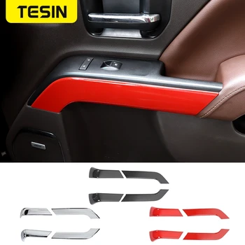 TESIN ABS דלת המכונית לטפל חלון לחצן פנל קישוט מכסה מדבקות עבור שברולט סילברדו GMC סיירה 2014-2018 אביזרים