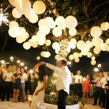 4-6-8-10-12-14-16 אינץ החתונה פנסים סיניים לבן פנסים תלויים חתונה צבעוני לקישוט כדור הנייר אהיל מסיבה