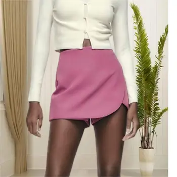 נשים Skort 2022 חדש של בגדים גבוהה המותניים רוכסן בלתי נראה בשכבות לעטוף מכנסיים חצאית בחורה מודרנית התחתונה לובש.
