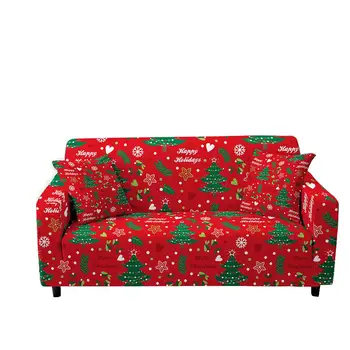 חג המולד למתוח לכיסוי אלסטי ספה כיסוי עבור הסלון סנטה קלאוס ממתקים גרב דפוסי הספה המודולרית כיסוי
