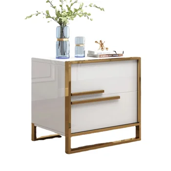 Mesita דה נוצ ' ה nórdica de madera בלנקה, mueble minimalista de diseño moderno, almacenamiento לרוחב, dormitorio, novedadCD